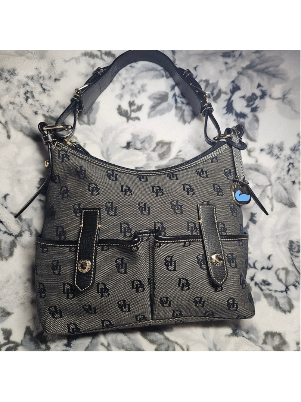Dooney & Bourke Signature Monogram Canvas Hobo Shoulder Bag